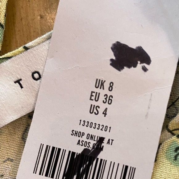 Topshop Women’s Floral Yellow Green Mini Summer Dress New size 4 pretty! - Picture 9 of 13